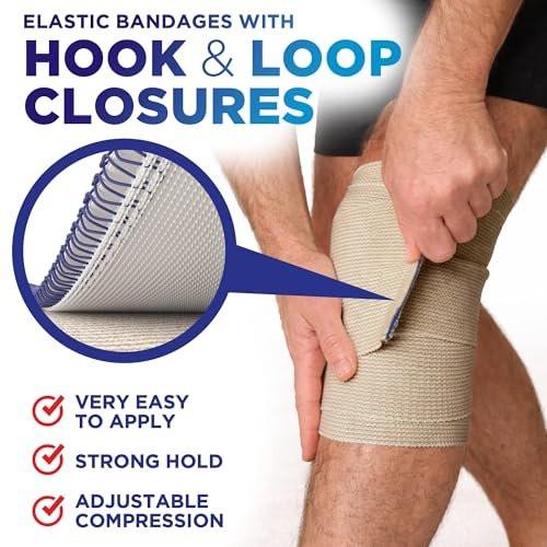 Hochleistungs-Elastikbandage 4 Zoll (2er-Pack) – Selbstschließende, stark komprimierende, wiederverwendbare Bandage für Beine, Knöchel, Handgelenke und Knie – für Erste-Hilfe-Set und nach der Operation – Latexfrei