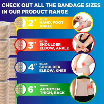 Hochleistungs-Elastikbandage 4 Zoll (2er-Pack) – Selbstschließende, stark komprimierende, wiederverwendbare Bandage für Beine, Knöchel, Handgelenke und Knie – für Erste-Hilfe-Set und nach der Operation – Latexfrei
