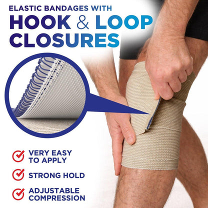 Hochleistungs-Elastikbandage 4 Zoll (2er-Pack) – Selbstschließende, stark komprimierende, wiederverwendbare Bandage für Beine, Knöchel, Handgelenke und Knie – für Erste-Hilfe-Set und nach der Operation – Latexfrei