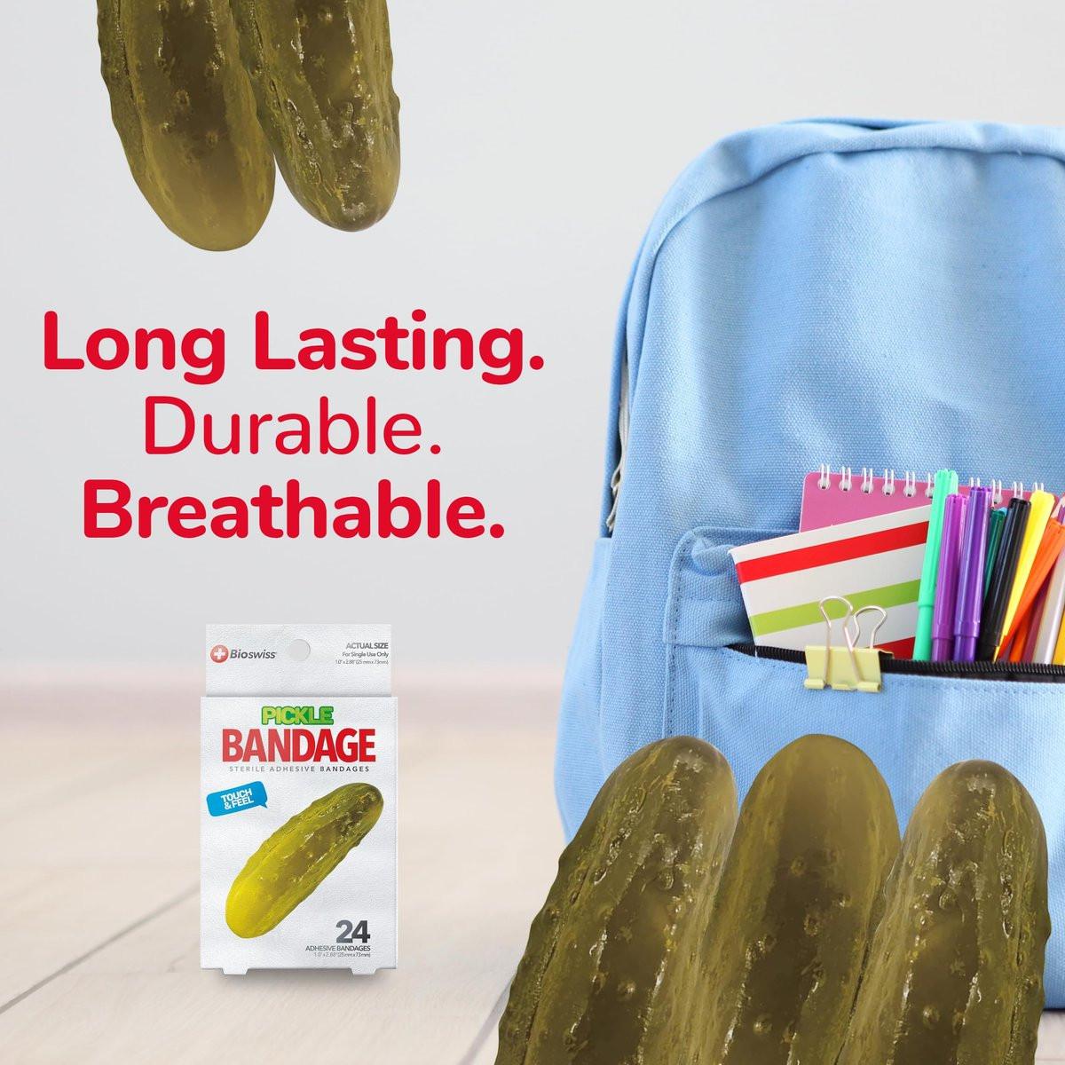 BioSwiss Pflaster, gurkenförmige selbstklebende Wundpflaster, latexfrei, sterile Wundversorgung, 24 Stück