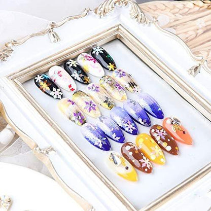 Schneeflocken Glitzer Nagel Sequins - 12 Felder 3D Bunte Weihnachten Holografische Nagelflocken Glitzer Konfetti Aufkleber Nageldesign Make-up DIY Dekoration