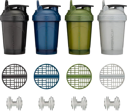 Hydra Cup Shaker-Becher 4er-Pack – 20 oz Mini-Shaker für Proteinshakes, BPA-frei, auslaufsicher, mit Schneebesen (OG Sport Mix)
