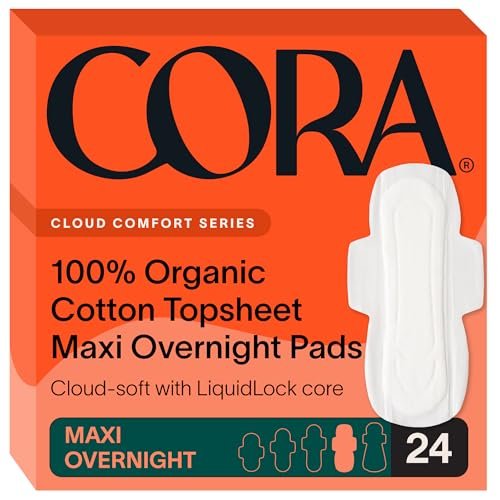 Cora 100% Bio-Baumwoll-Binden Maxi für die Nacht (24 Stück)