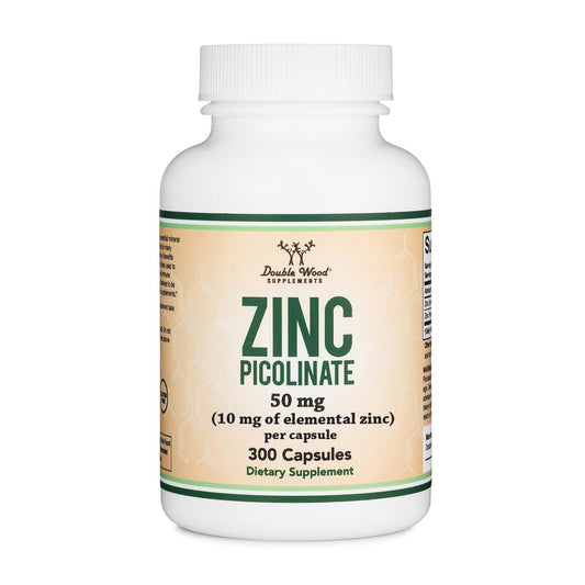 Zinkpicolinat 50 mg, 300 Kapseln (Immununterstützung) – Non-GMO, Glutenfrei (300-Tage-Vorrat) von Double Wood Supplements