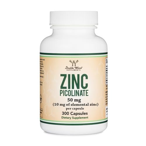 Zinkpicolinat 50 mg, 300 Kapseln (Immununterstützung) – Non-GMO, Glutenfrei (300-Tage-Vorrat) von Double Wood Supplements