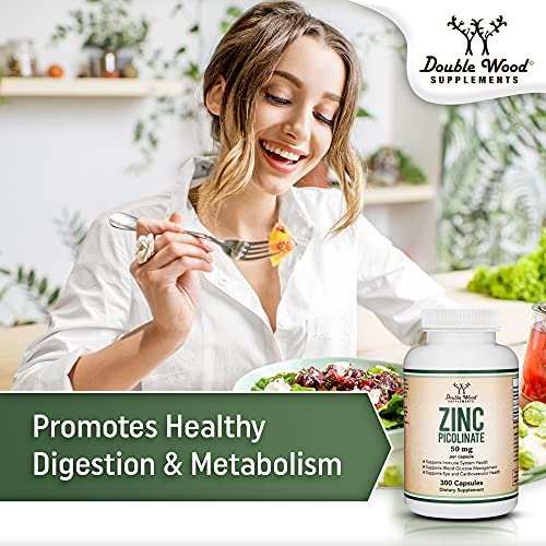 Zinkpicolinat 50 mg, 300 Kapseln (Immununterstützung) – Non-GMO, Glutenfrei (300-Tage-Vorrat) von Double Wood Supplements