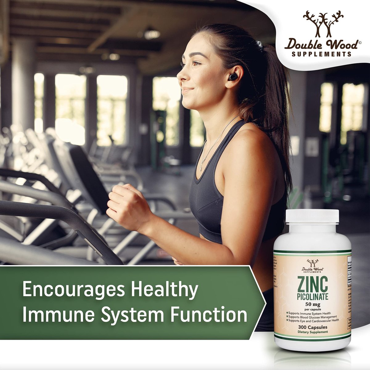 Zinkpicolinat 50 mg, 300 Kapseln (Immununterstützung) – Non-GMO, Glutenfrei (300-Tage-Vorrat) von Double Wood Supplements