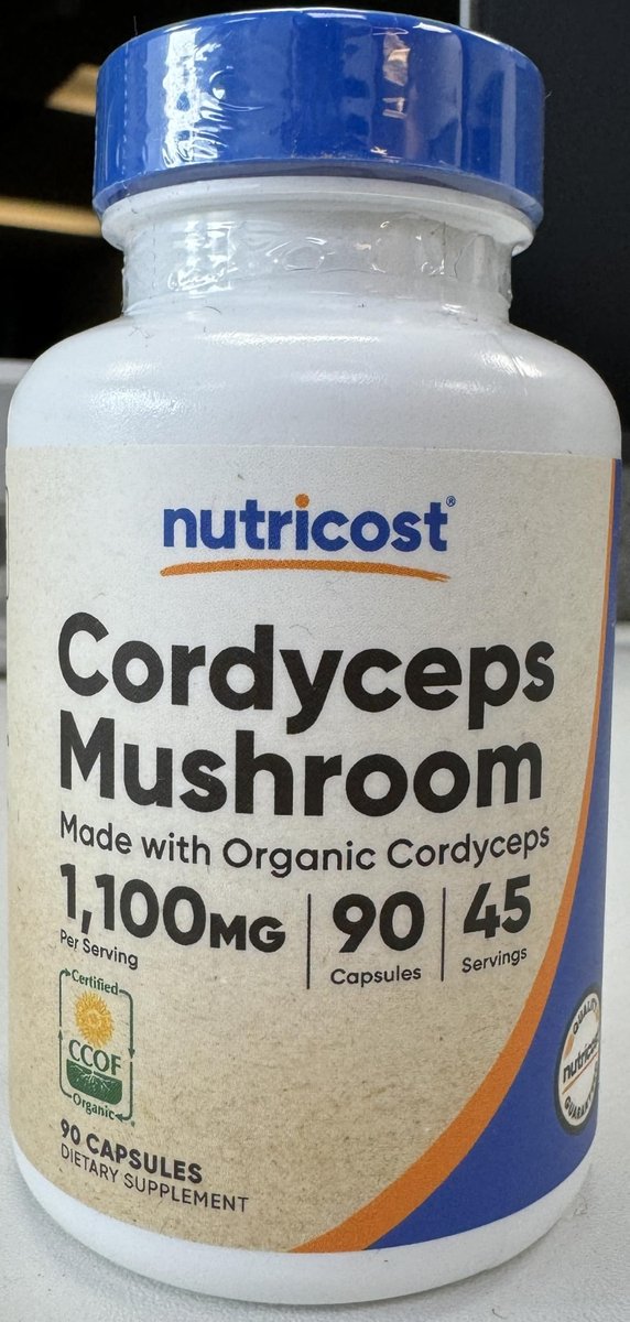 Nutricost Cordyceps Pilze Kapseln 1100mg, 45 Portionen - CCOF zertifiziert, aus biologischem Anbau, vegetarisch, glutenfrei, 550mg pro Kapsel (90 Kapseln)