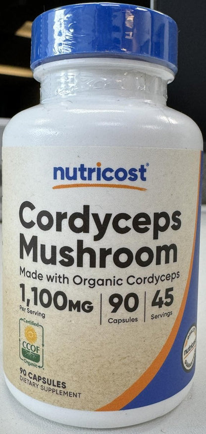 Nutricost Cordyceps Pilze Kapseln 1100mg, 45 Portionen - CCOF zertifiziert, aus biologischem Anbau, vegetarisch, glutenfrei, 550mg pro Kapsel (90 Kapseln)