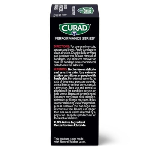 CURAD Performance Series IRONMAN Antibakterielle Pflaster, Extreme Hafttechnologie, extra lange flexible Stoffpflaster für Schnitte, Schürfwunden und Verbrennungen, gemischte Farben, 0,75 x 4,75 Zoll, 20 Stück
