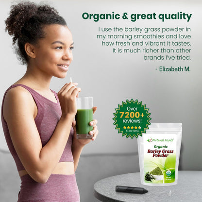 Z Natural Foods Bio Gerstengraspulver – USDA Bio Vollwert-Grünmischung für Energie, Entgiftung & pH-Gleichgewicht mit Aminosäuren, Mineralien – Antioxidantien-Mix für Saft, Wasser, Smoothies, 1 lb