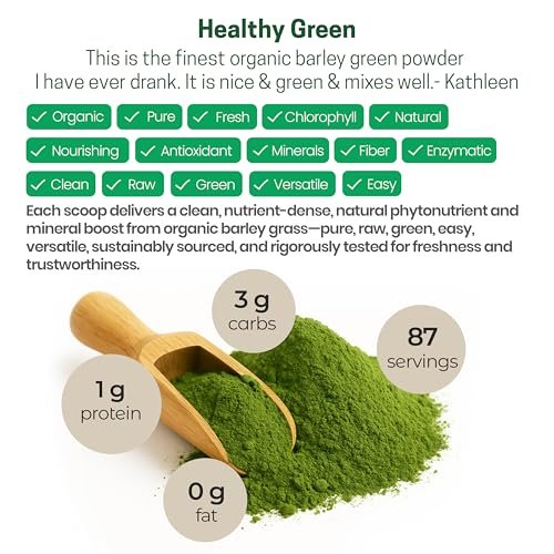 Z Natural Foods Bio Gerstengraspulver – USDA Bio Vollwert-Grünmischung für Energie, Entgiftung & pH-Gleichgewicht mit Aminosäuren, Mineralien – Antioxidantien-Mix für Saft, Wasser, Smoothies, 1 lb