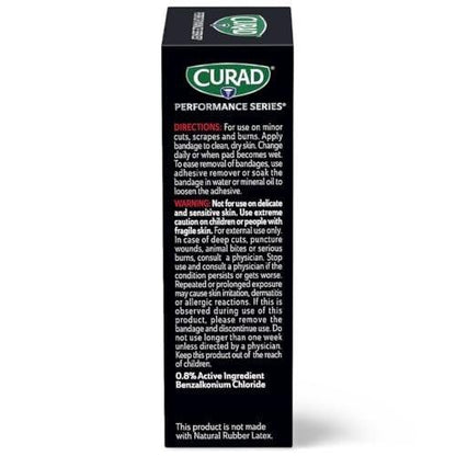 CURAD Performance Series Antibakterielle Pflaster, Extreme Hafttechnologie, Standardgröße Flexible Stoffpflaster für Schnitte, Schürfwunden & Verbrennungen, Farben gemischt, 1 x 3,25 Zoll, 20 Stück