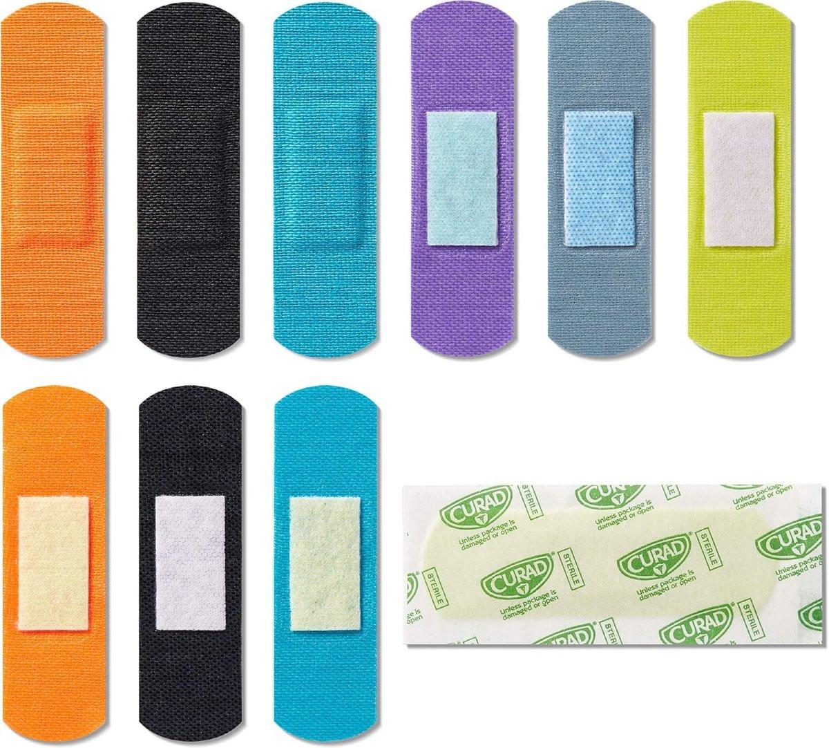 CURAD Performance Series Antibakterielle Pflaster, Extreme Hafttechnologie, Standardgröße Flexible Stoffpflaster für Schnitte, Schürfwunden & Verbrennungen, Farben gemischt, 1 x 3,25 Zoll, 20 Stück