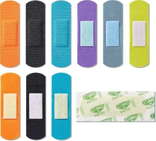 CURAD Performance Series Antibakterielle Pflaster, Extreme Hafttechnologie, Standardgröße Flexible Stoffpflaster für Schnitte, Schürfwunden & Verbrennungen, Farben gemischt, 1 x 3,25 Zoll, 20 Stück