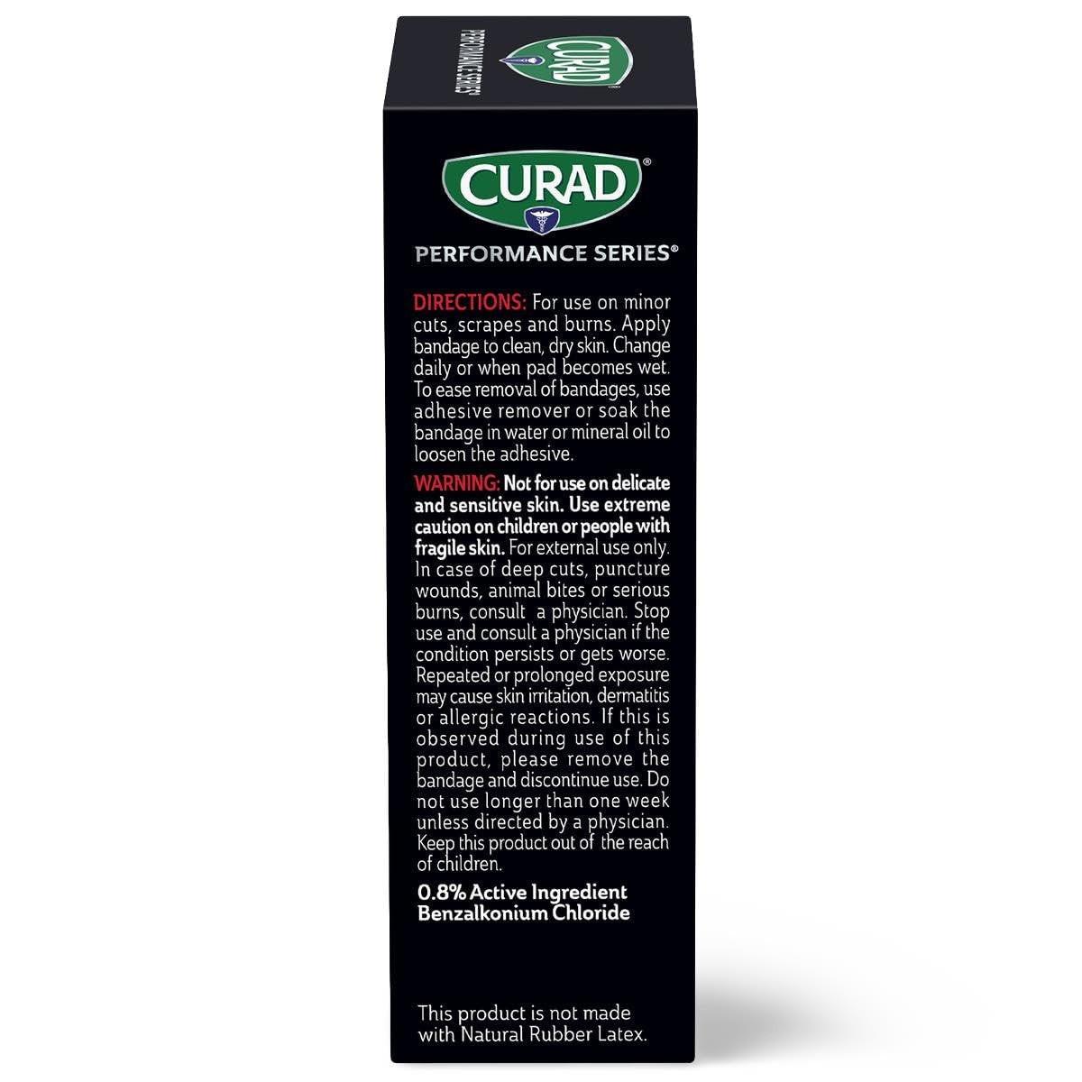 CURAD Performance Series Antibakterielle Pflaster, Extreme Hafttechnologie, Standardgröße Flexible Stoffpflaster für Schnitte, Schürfwunden & Verbrennungen, Farben gemischt, 1 x 3,25 Zoll, 20 Stück