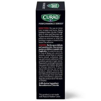 CURAD Performance Series Antibakterielle Pflaster, Extreme Hafttechnologie, Standardgröße Flexible Stoffpflaster für Schnitte, Schürfwunden & Verbrennungen, Farben gemischt, 1 x 3,25 Zoll, 20 Stück
