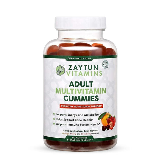 Zaytun Vitamins Halal Multivitamin Gummies für Erwachsene – Männer & Frauen – Tägliche Nährstoffversorgung mit Biotin – Vegan, natürliche Fruchtaromen, Non-GMO – Hergestellt in den USA – 90 Gummis