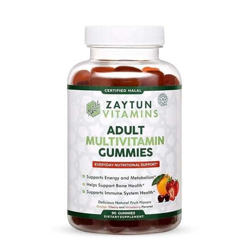 Zaytun Vitamins Halal Multivitamin Gummies für Erwachsene – Männer & Frauen – Tägliche Nährstoffversorgung mit Biotin – Vegan, natürliche Fruchtaromen, Non-GMO – Hergestellt in den USA – 90 Gummis