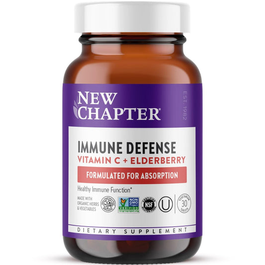 New Chapter® Vitamin C Immunabwehr + Holunderbeere – Hervorragende Vitamin-C-Quelle, tägliche Tablette für gesunde Immununterstützung, mit Bio-Kräutern, nicht genetisch verändert, glutenfrei, 30 Stück