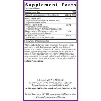 New Chapter® Vitamin C Immunabwehr + Holunderbeere – Hervorragende Vitamin-C-Quelle, tägliche Tablette für gesunde Immununterstützung, mit Bio-Kräutern, nicht genetisch verändert, glutenfrei, 30 Stück