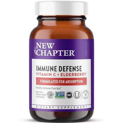 New Chapter® Vitamin C Immunabwehr + Holunderbeere – Hervorragende Vitamin-C-Quelle, tägliche Tablette für gesunde Immununterstützung, mit Bio-Kräutern, nicht genetisch verändert, glutenfrei, 30 Stück