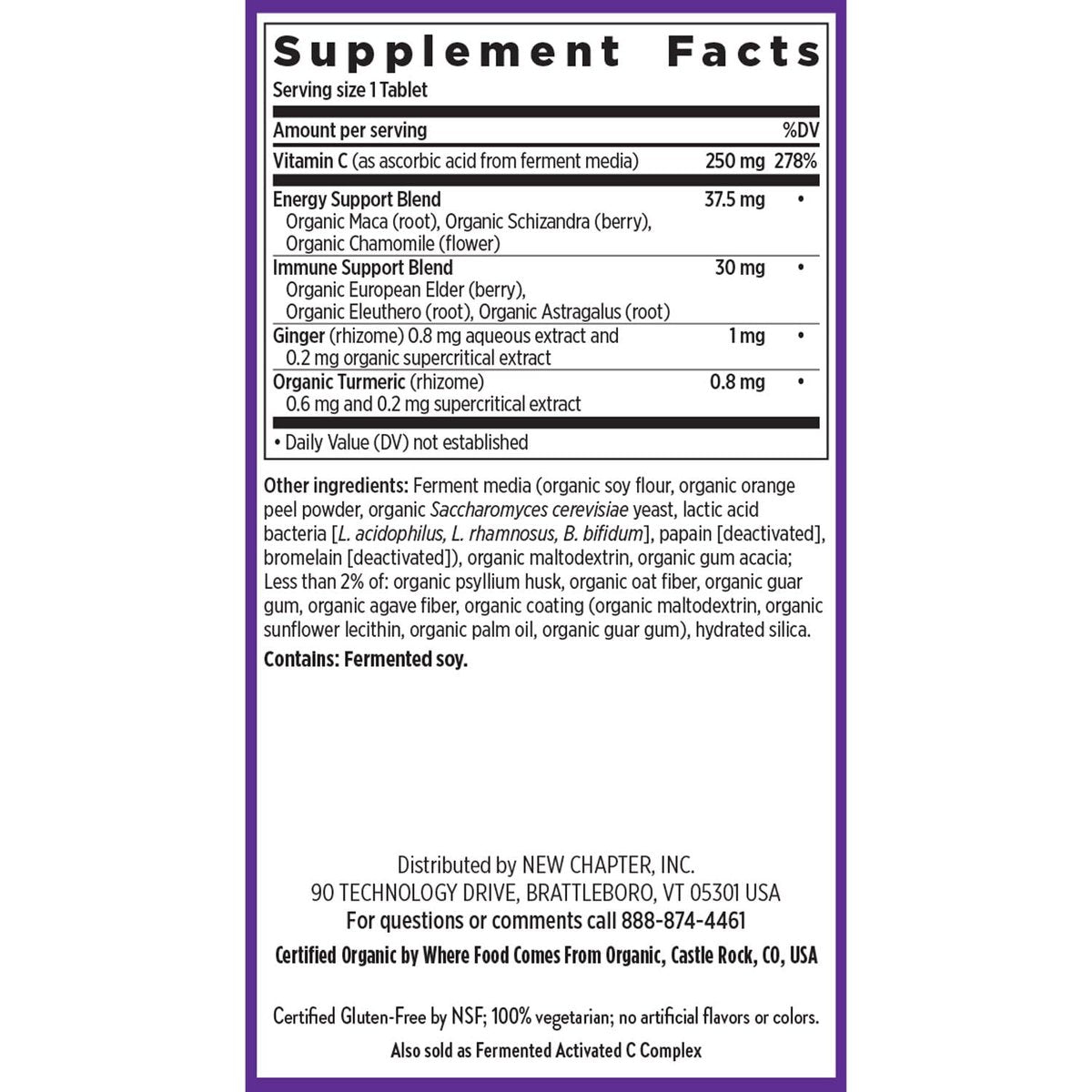 New Chapter® Vitamin C Immunabwehr + Holunderbeere – Hervorragende Vitamin-C-Quelle, tägliche Tablette für gesunde Immununterstützung, mit Bio-Kräutern, nicht genetisch verändert, glutenfrei, 30 Stück