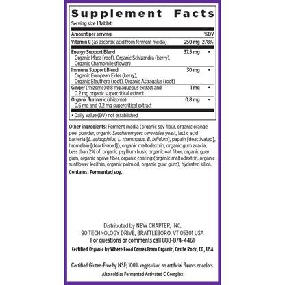 New Chapter® Vitamin C Immunabwehr + Holunderbeere – Hervorragende Vitamin-C-Quelle, tägliche Tablette für gesunde Immununterstützung, mit Bio-Kräutern, nicht genetisch verändert, glutenfrei, 30 Stück