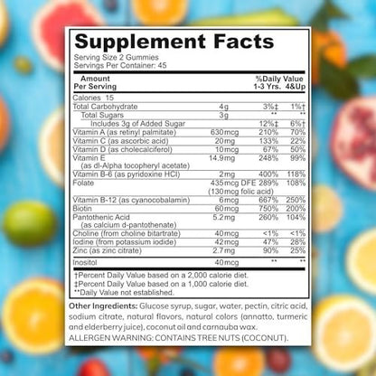 Zaytun Halal Vitamine für Kinder – Multivitamin Gummibärchen mit Vitamin A, C, D, E, B6, B12, Biotin – Vegetarisch, ohne Gelatine, glutenfrei, laktosefrei, nicht genetisch verändert – 90 fruchtige Gummis aus den USA