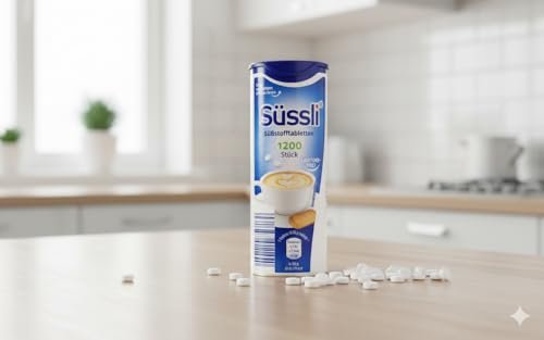 süssli suessli Deutsche Süßstofftabletten 1200 Stück im Spender – Laktosefreie Rezeptur – Importiert aus Deutschland