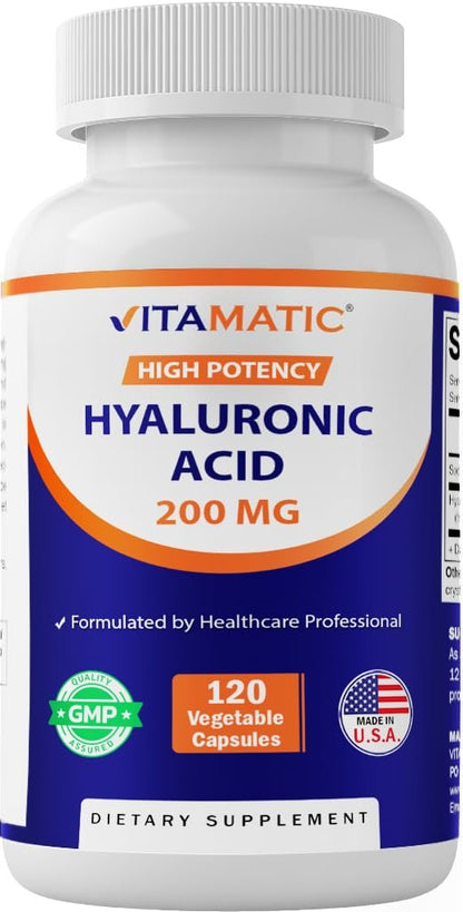 Vitamatic Hyaluronsäure 200 mg – 120 Kapseln für gesundes Bindegewebe, Gelenke und jugendliche Haut