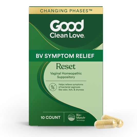 Good Clean Love Reset Homöopathischer Vaginalzäpfchen, Behandlung von Bakterieller Vaginose für Frauen, Lindert Juckreiz & Reizungen, Intimpflege, Fördert die Gesundheit der Harnwege & Vagina, 10 Kapseln