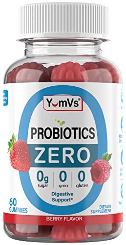 YUM-V'S Zuckerfreie Probiotika Gummis – Probiotika für Männer & Frauen zur Unterstützung der Verdauungsfunktion – Erwachsene & Kinder Probiotikum mit 5 Milliarden KBE Bacillus Coagulans – Vegan & Glutenfrei (60 Stück)