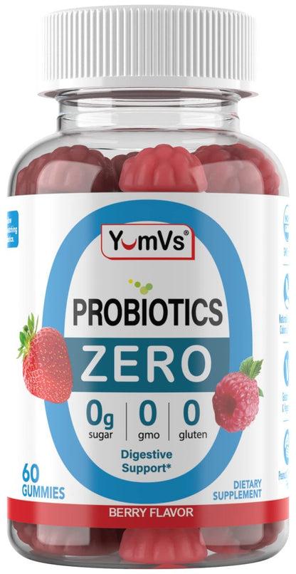 YUM-V'S Zuckerfreie Probiotika Gummis – Probiotika für Männer & Frauen zur Unterstützung der Verdauungsfunktion – Erwachsene & Kinder Probiotikum mit 5 Milliarden KBE Bacillus Coagulans – Vegan & Glutenfrei (60 Stück)
