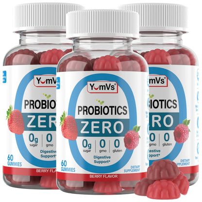 YUM-V'S Zuckerfreie Probiotika Gummis – Probiotika für Männer & Frauen zur Unterstützung der Verdauungsfunktion – Erwachsene & Kinder Probiotikum mit 5 Milliarden KBE Bacillus Coagulans – Vegan & Glutenfrei (60 Stück)