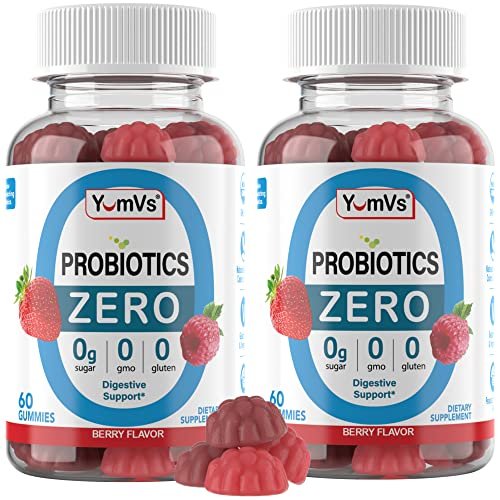 YUM-V'S Zuckerfreie Probiotika Gummis – Probiotika für Männer & Frauen zur Unterstützung der Verdauungsfunktion – Erwachsene & Kinder Probiotikum mit 5 Milliarden KBE Bacillus Coagulans – Vegan & Glutenfrei (60 Stück)
