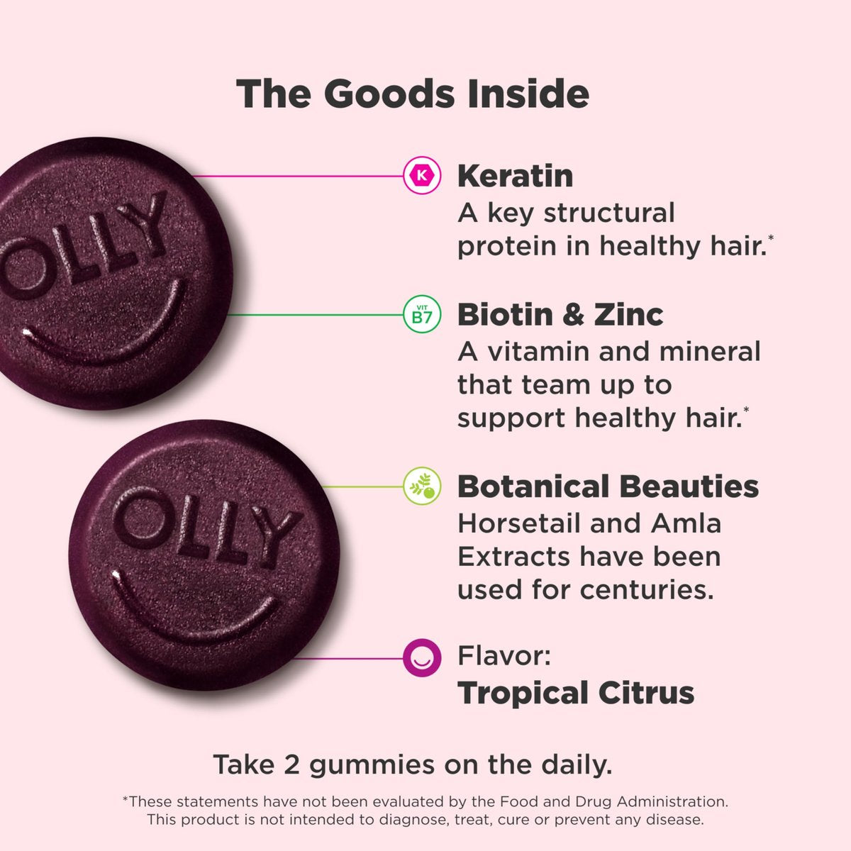 OLLY Heavenly Hair Gummy – Unterstützt gesundes Haar mit Keratin, Biotin & Amla, 60 Stück (30 Tage Vorrat)