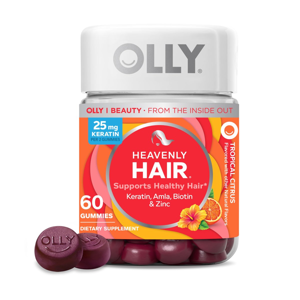 OLLY Heavenly Hair Gummy – Unterstützt gesundes Haar mit Keratin, Biotin & Amla, 60 Stück (30 Tage Vorrat)