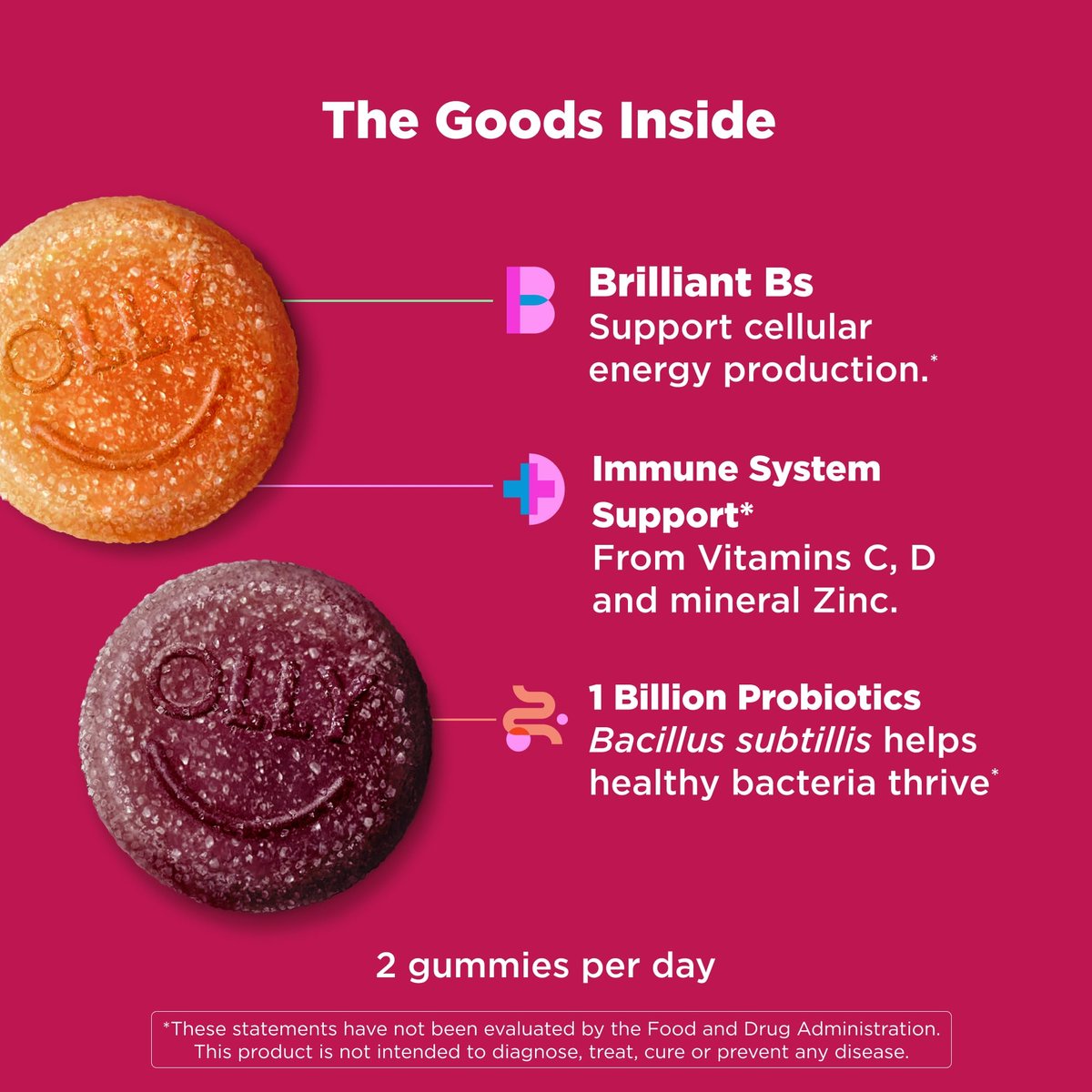 OLLY Multi + Probiotic Multivitamin Gummis für Erwachsene, Unterstützung für Verdauung und Immunsystem,* Kaubare Nahrungsergänzung, Tropischer Geschmack, 35-Tage-Vorrat - 70 Stück
