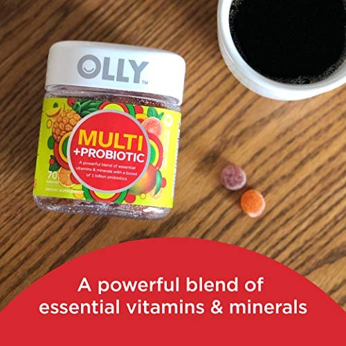 OLLY Multi + Probiotic Multivitamin Gummis für Erwachsene, Unterstützung für Verdauung und Immunsystem,* Kaubare Nahrungsergänzung, Tropischer Geschmack, 35-Tage-Vorrat - 70 Stück