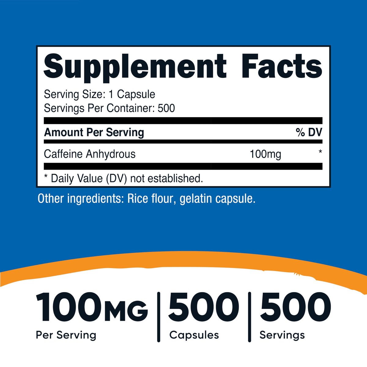 Nutricost Koffeinkapseln 100 mg, 500 Kapseln – Hochdosiertes Koffein für Energie und Fokus