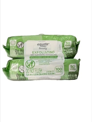 Equate Peelingtücher – 50 Stück (2er-Pack) – Sanfte Gesichtspeeling-Tücher aus Baumwolle
