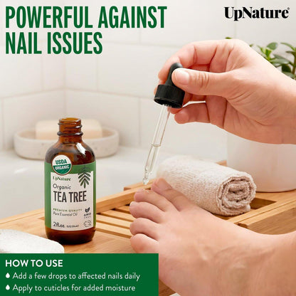 UpNature Teebaumöl - 100% reines, USDA-zertifiziertes Bio-Teebaumöl für Haut, Haare, Nägel, Körper und Kopfhaut (60 ml)