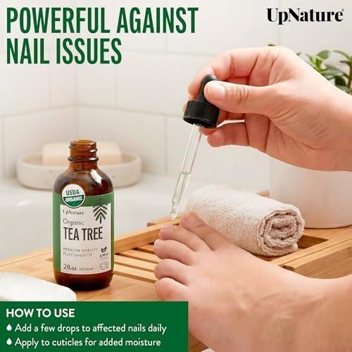 UpNature Teebaumöl - 100% reines, USDA-zertifiziertes Bio-Teebaumöl für Haut, Haare, Nägel, Körper und Kopfhaut (60 ml)