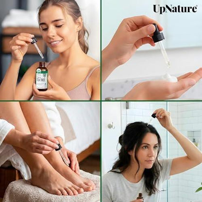UpNature Teebaumöl - 100% reines, USDA-zertifiziertes Bio-Teebaumöl für Haut, Haare, Nägel, Körper und Kopfhaut (60 ml)