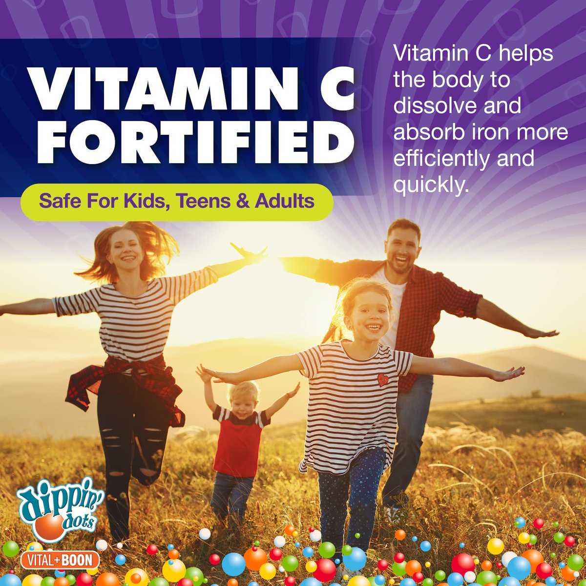 Vital+Boon Eisen mit Vitamin C & B12 Gummibärchen (60 Stück) – Vital für die Bildung roter Blutkörperchen | Trauben-Geschmack, echte Fruchtpektin-Kaubonbons | Vegan, Nicht-GVO, Glutenfrei & Gelatinefrei