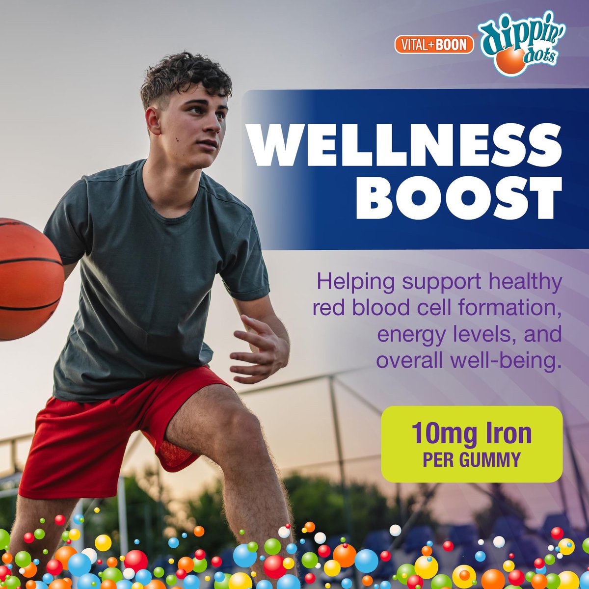 Vital+Boon Eisen mit Vitamin C & B12 Gummibärchen (60 Stück) – Vital für die Bildung roter Blutkörperchen | Trauben-Geschmack, echte Fruchtpektin-Kaubonbons | Vegan, Nicht-GVO, Glutenfrei & Gelatinefrei