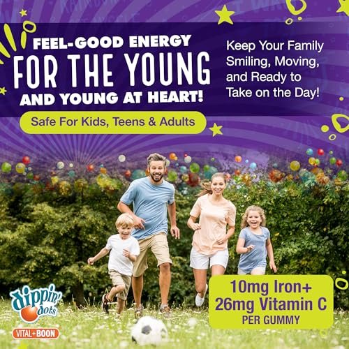 Vital+Boon Eisen mit Vitamin C & B12 Gummibärchen (120 Stück) – Für die Bildung roter Blutkörperchen – Trauben-Gumdrop mit echtem Pektin – Vegan, Non-GMO, glutenfrei & gelatinefrei