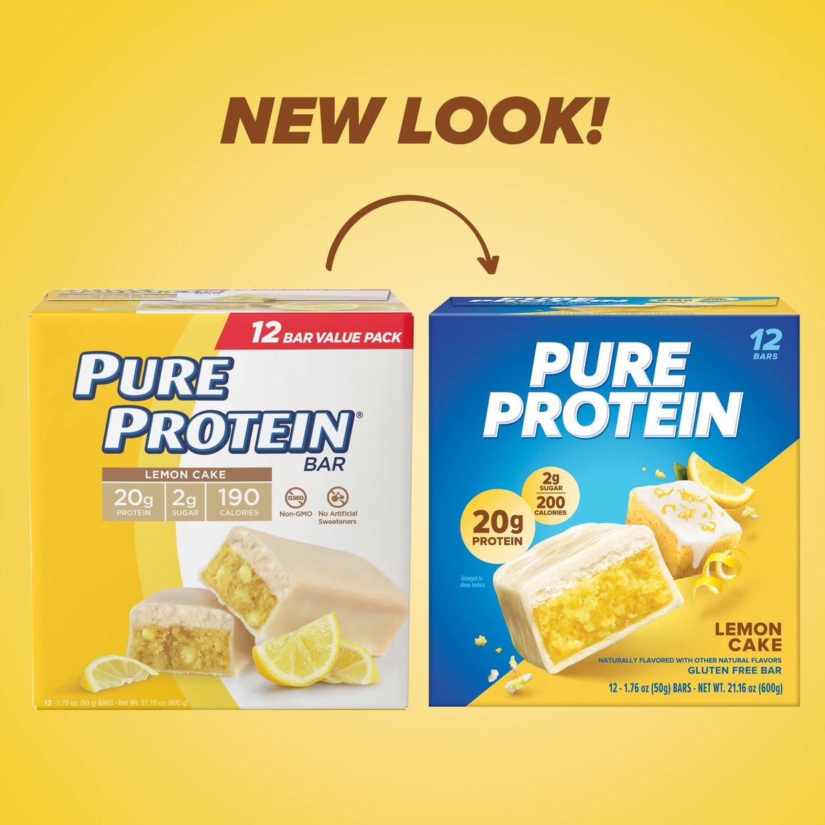 Pure Protein Lemon Cake Protein Riegel – 12er Pack, High Protein Snack für Energie und Muskelaufbau