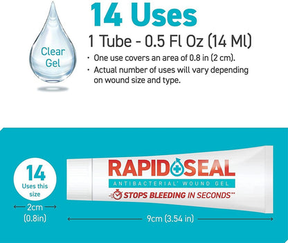 Rapid-Seal Wundgel (1 Tube) | Stoppt Blutungen in Sekunden | Ideal für Schnitte, Schrammen, Rasierpickel für Erste-Hilfe-Notfälle